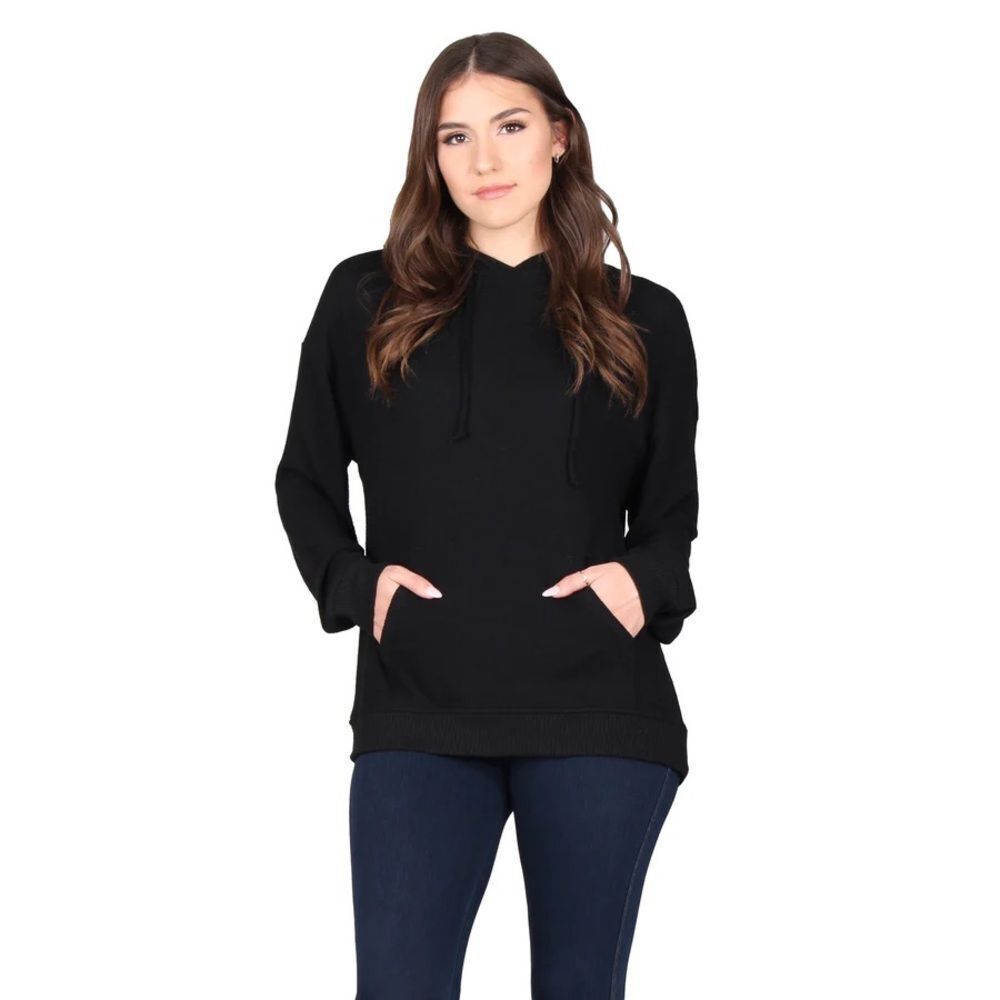 Lildy Black Solid Knitted Super Soft Hoodie L/XL NWT